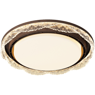 中古风无叶风扇灯卧室吸顶灯胡桃木色简约儿童房护眼静音智能灯