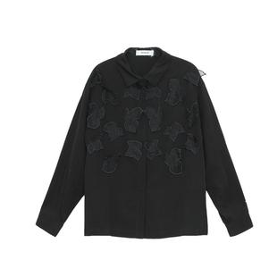 【商场同款】MOVEUP幻走2024秋季新款立体绣花设计短款天丝衬衫女