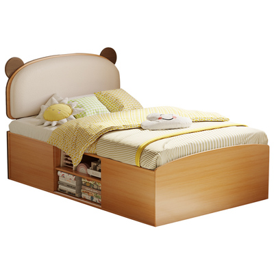 儿童半高床原木风男孩女孩学生多功能单人床小户型卧室加高储物床