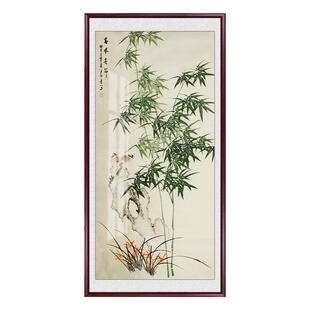 竹报平安竹子水墨画入户玄关装饰画客厅挂画花鸟国画中式竖版壁画