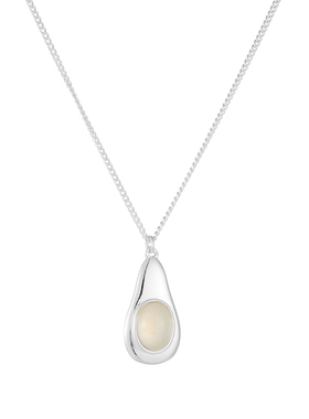 AHCHOO 董洁清冷感静奢风白玛瑙梨形吊坠项链S925银项饰纯银链