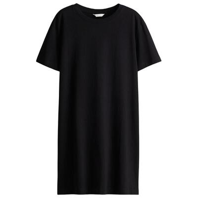 HM女装连衣裙夏季松弛慢人风纯棉简约休闲舒适T恤式裙子1278156