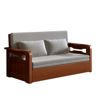 单人沙发床可折叠多功能小户型1.5m双人带储物客厅实木两用沙发床