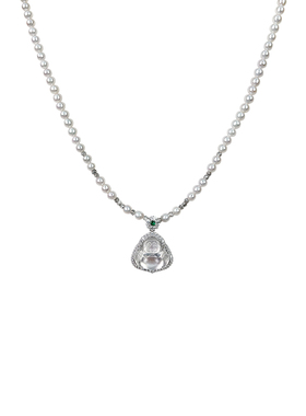 佛公吊坠水沫玉珍珠项链送礼物