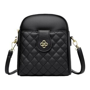 真皮手机包包女2025新款时尚妈妈斜挎包百搭菱格单肩包迷你零钱包