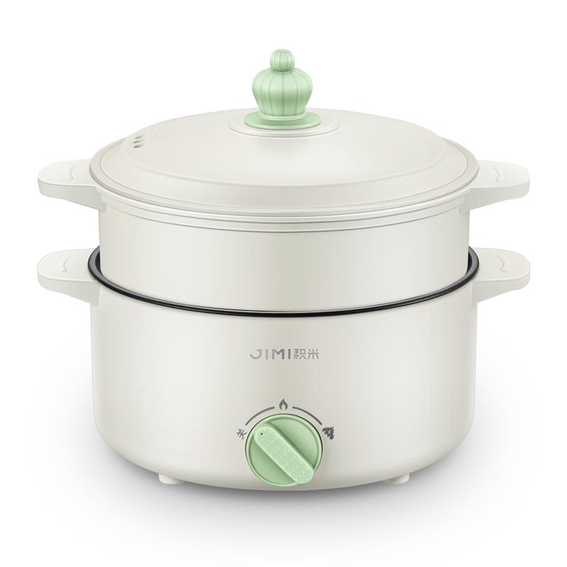 积米电热火锅多功能宿舍学生锅煮面小电锅家用蒸煮煎炒一体电煮锅
