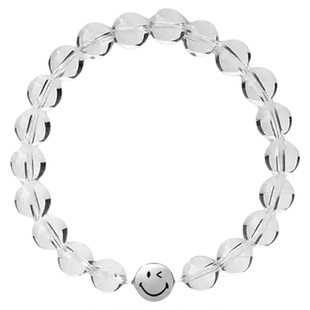 【新年情人节礼物】笑脸手串天然白水晶饰品S925银手链串珠送女友