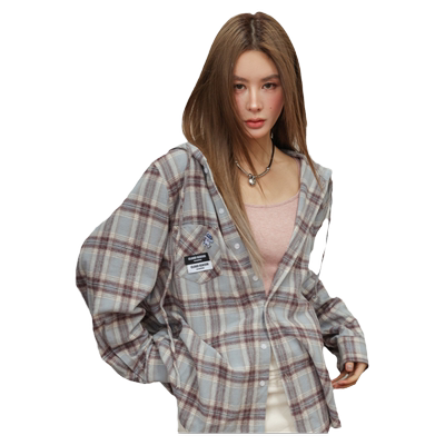CLOUDSEASON连帽格子衬衫
