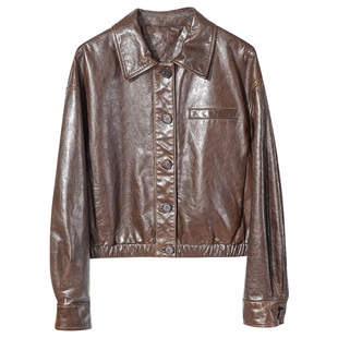 袁泉同款PU皮皮衣女士短款2025新款宽松机车夹克外套秋冬保暖上衣