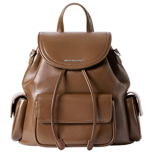 Amazing Song乙颂吐司双肩包头层牛皮新款背包开学书包单肩包女