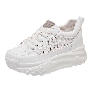 内增高女鞋可以配裙子阔腿裤的鞋子夏天女款透气松糕跟厚底老爹鞋