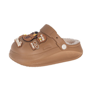 儿童棉拖鞋秋冬洞洞鞋加绒保暖毛毛拖中大童2025新款居家可爱棉鞋