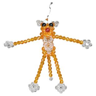 手工串珠粉红豹车钥匙挂件编织人造水晶珠豹子成品创意钥匙扣挂饰