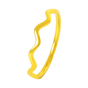 黄金戒指999足金水波2025新款爆款叠戴细款小克重闭口实心纯金女