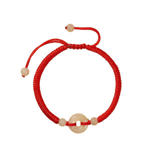 遇见普陀山天然保真和田玉平安扣红绳金刚结手链本命年转运手绳女