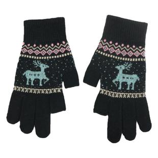 手套女露二指男女冬季保暖半指触摸屏漏指头学生骑行开车针织毛线