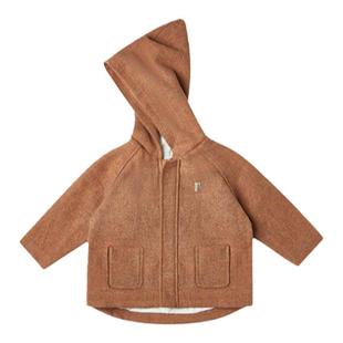 （董生活推荐款）宝宝秋冬软羊毛大衣外套精灵帽100%有机棉内衬