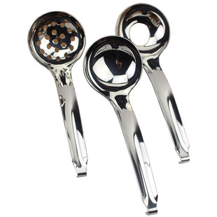 打酒汤勺漏勺火锅店家用 304不锈钢短柄带钩餐厅调料壁挂商用