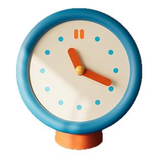 创意简约时钟复古座钟表蓝色卡通挂表挂钟家庭卧室装饰桌面摆件