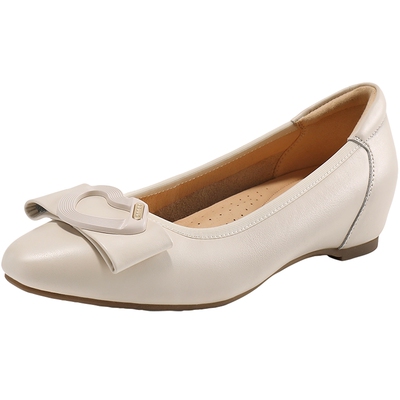 单鞋浅口百丽女晚晚平底不累真皮