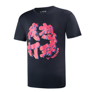 victor胜利羽毛球服透气速干短袖t恤男女针织半袖上衣运动文化衫