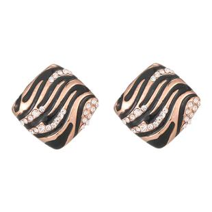 秋冬时尚气质耳环女黑色豹纹纯银水钻夸张耳钉2024防过敏耳饰耳夹