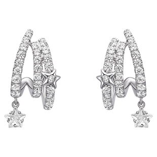 何方hefang流星多层耳环女925银星光飘带耳钉高级感璀璨星云耳夹