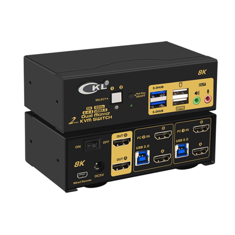cKL KVM切换器四通道 8K60屏幕扩展电脑制图笔记本显示器共用/多屏扩展”HDMI2.1“4K144hz HUA-