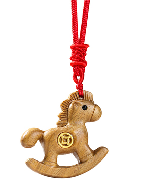 妙韵2026马年木雕小马吊坠项链