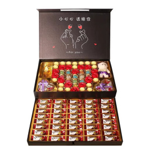德芙巧克力礼盒装糖果送男女朋友老婆表白爱心玫瑰花生日礼物零食