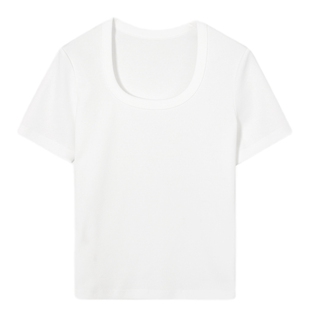 伊芙丽outlets店凉感黑色基础修身短袖T恤春夏白色多巴胺上衣女装