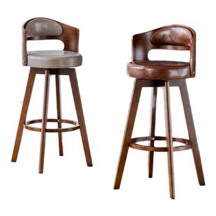 实木吧台椅现代简约酒吧椅子靠背旋转高脚凳吧台凳前台高脚椅家用