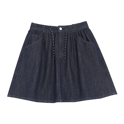 betu百图深蓝色抽绳A字牛仔半身裙女2026年夏季新款短款一步裙
