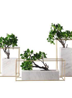 大理石新中式风插花容器软装饰品