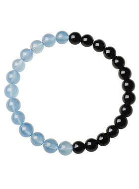 宫里上新海蓝宝黑曜石手链