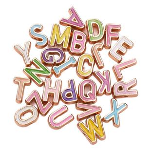 合金彩色滴油字母珠间隔珠Diy手链英文欧美饰品首.饰配件5个