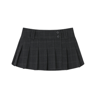 F PROJECT【时髦精】格纹百褶半身裙女包臀低腰设计感短裙