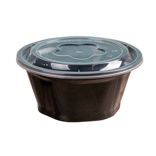 650/950ml美式六角圆形一次性餐盒黑色外卖打包盒快餐盒麻辣烫碗