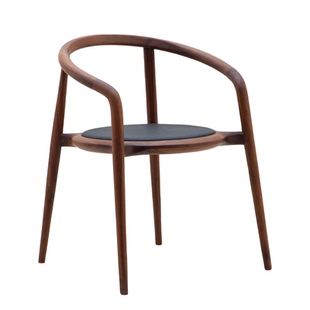 北美黑胡桃木圈椅北欧极简餐椅家用实木靠背椅茶室书椅掌舵椅