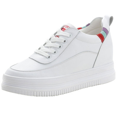 牛皮软底内增高休闲厚底女单鞋