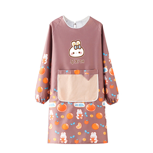 长袖围裙女家用厨房防水防油罩衣餐饮工作服2023新款罩衣大人围腰