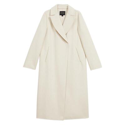 YINER音儿女装冬季时尚中长款西装领羊毛混纺双面呢大衣外套