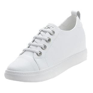 真皮内增高小白鞋女2025春夏季新款韩版百搭厚底坡跟休闲旅游鞋女