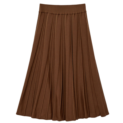 DM100大码百分百女装微胖mm冬季纯色百搭肌理针织伞摆长款半身裙