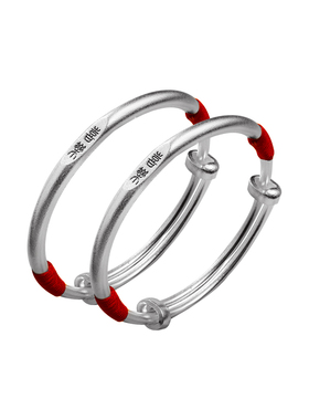 宝宝银手镯纯银999古法实心银镯