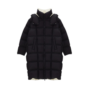 IAmMIX27冬季连帽羽绒服女中长款宽松加厚保暖简约百搭白鸭绒外套