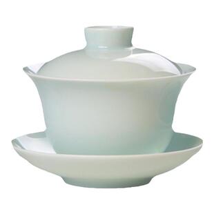 台湾三希堂盖碗白瓷三才泡茶碗单陶瓷功夫茶具防烫100ml大小容量