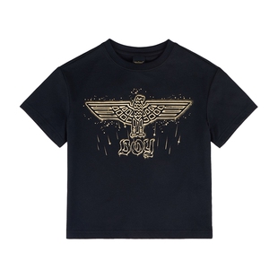 BOY童装 潮牌儿童夏季短袖T恤 老鹰烫钻印花上衣男女童同款