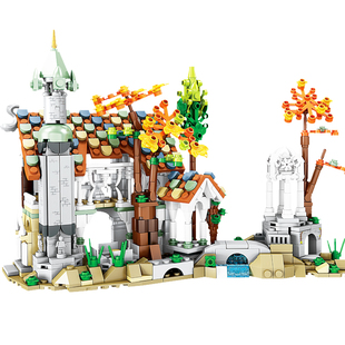 开智积木秋之幽谷城堡儿童益智拼装房子模型男孩拼插建筑玩具拼图