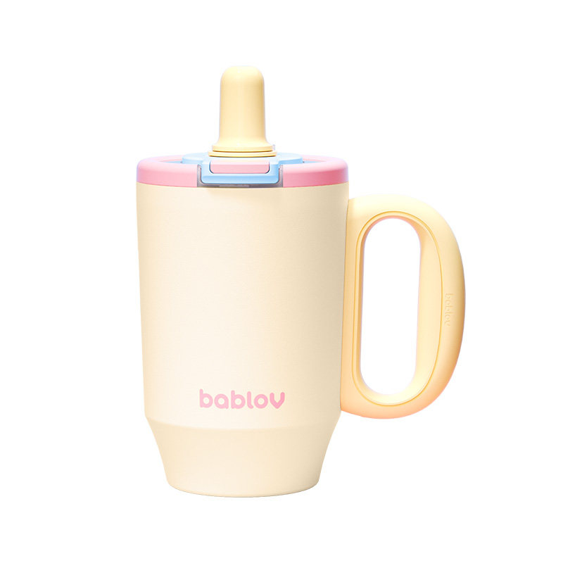 bablov吸管保温杯女生陶瓷覆膜内胆咖啡杯大容量水杯生日礼物杯子